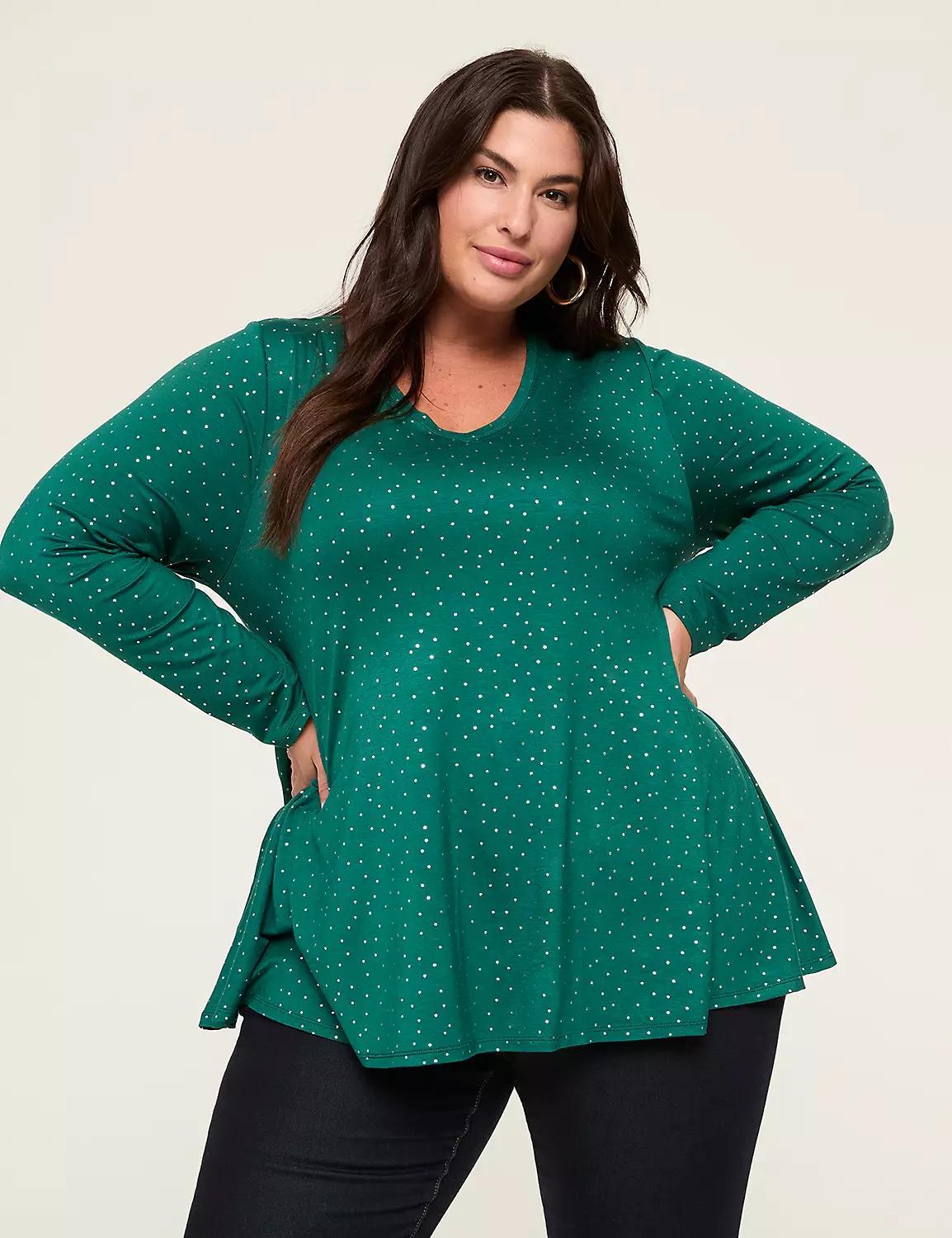 Swing Metallic Dot V-Neck Tee Product Image