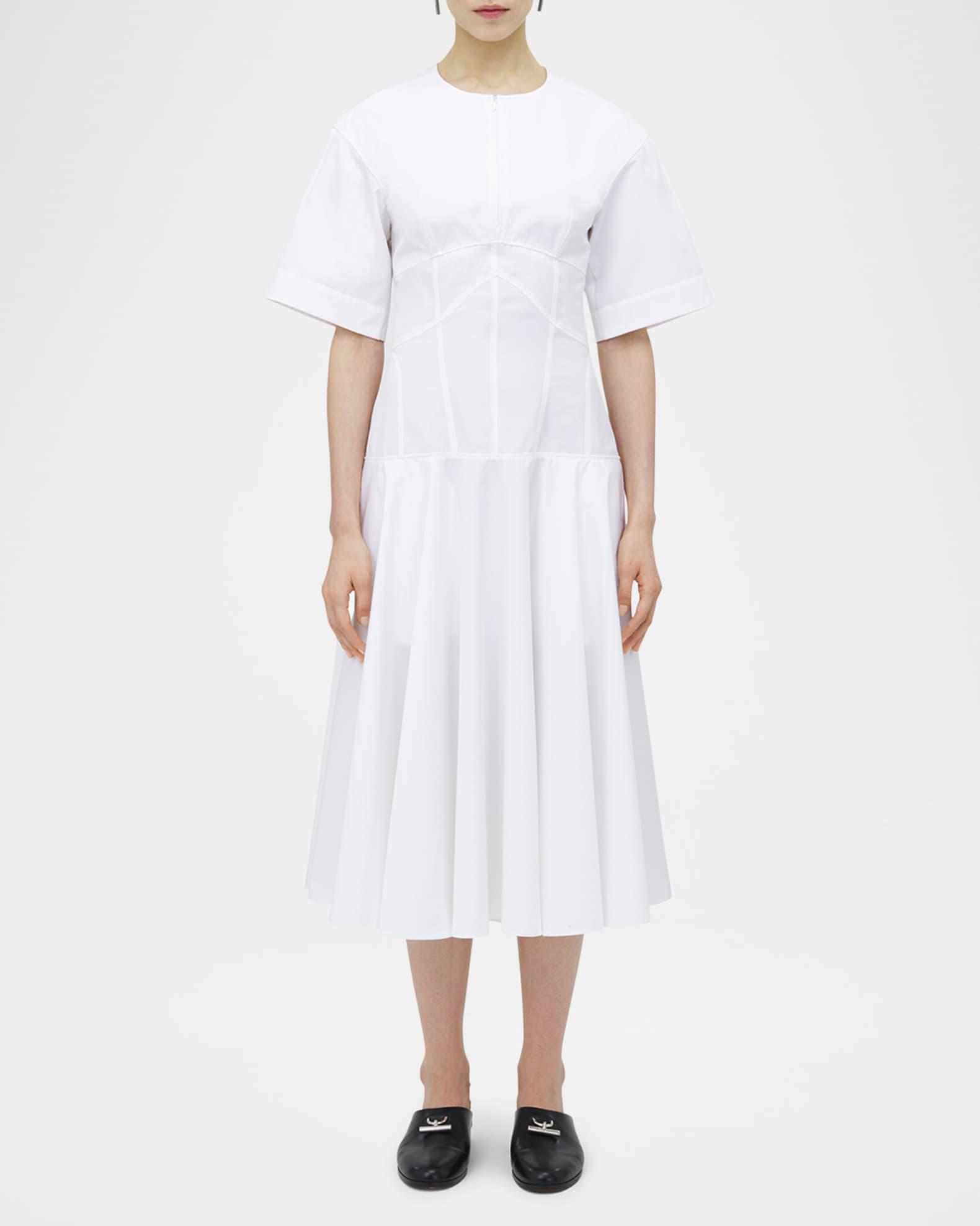 Short-Sleeve Seamed Midi Dress Product Image