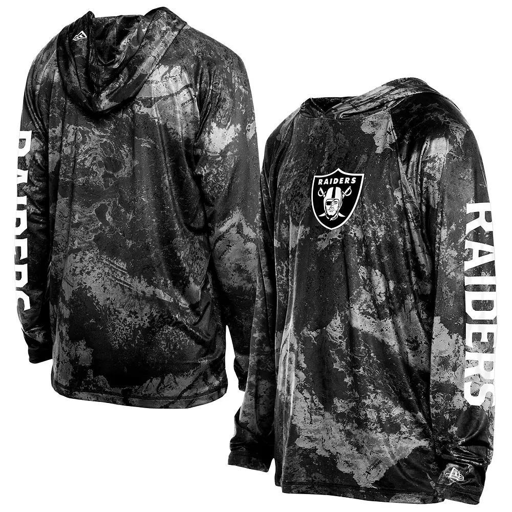 Men's New Era Black Las Vegas Raiders RealTree Xtreme Camo Raglan Long Sleeve Hooded Top,  Product Image