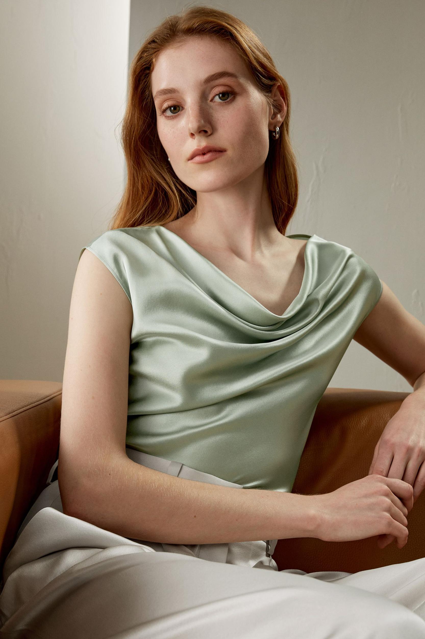 Silk Charmeuse Cowl Neck Top Product Image