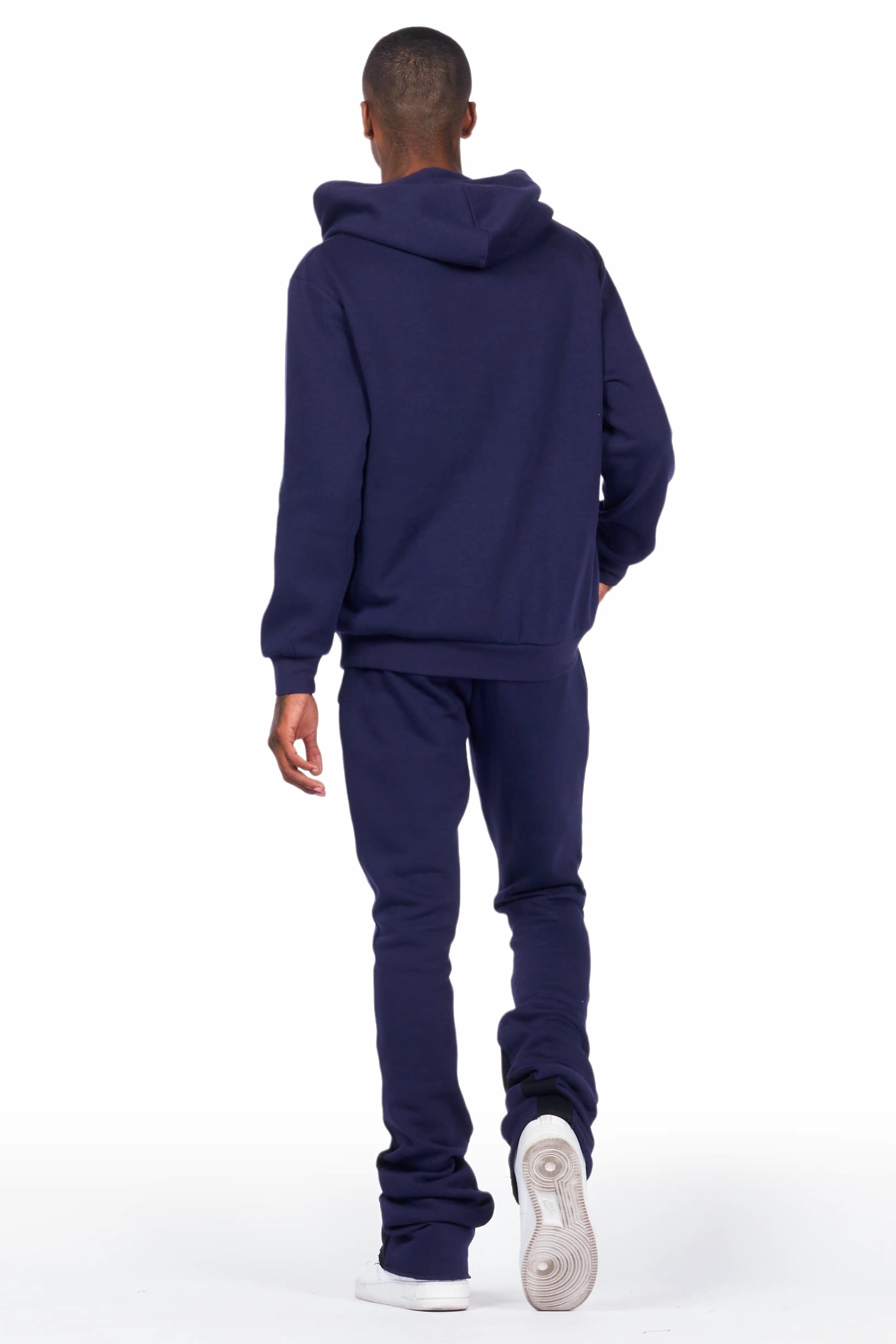 Sky Navy Graphic Hoodie/Super Stacked Pant Set Male Product Image