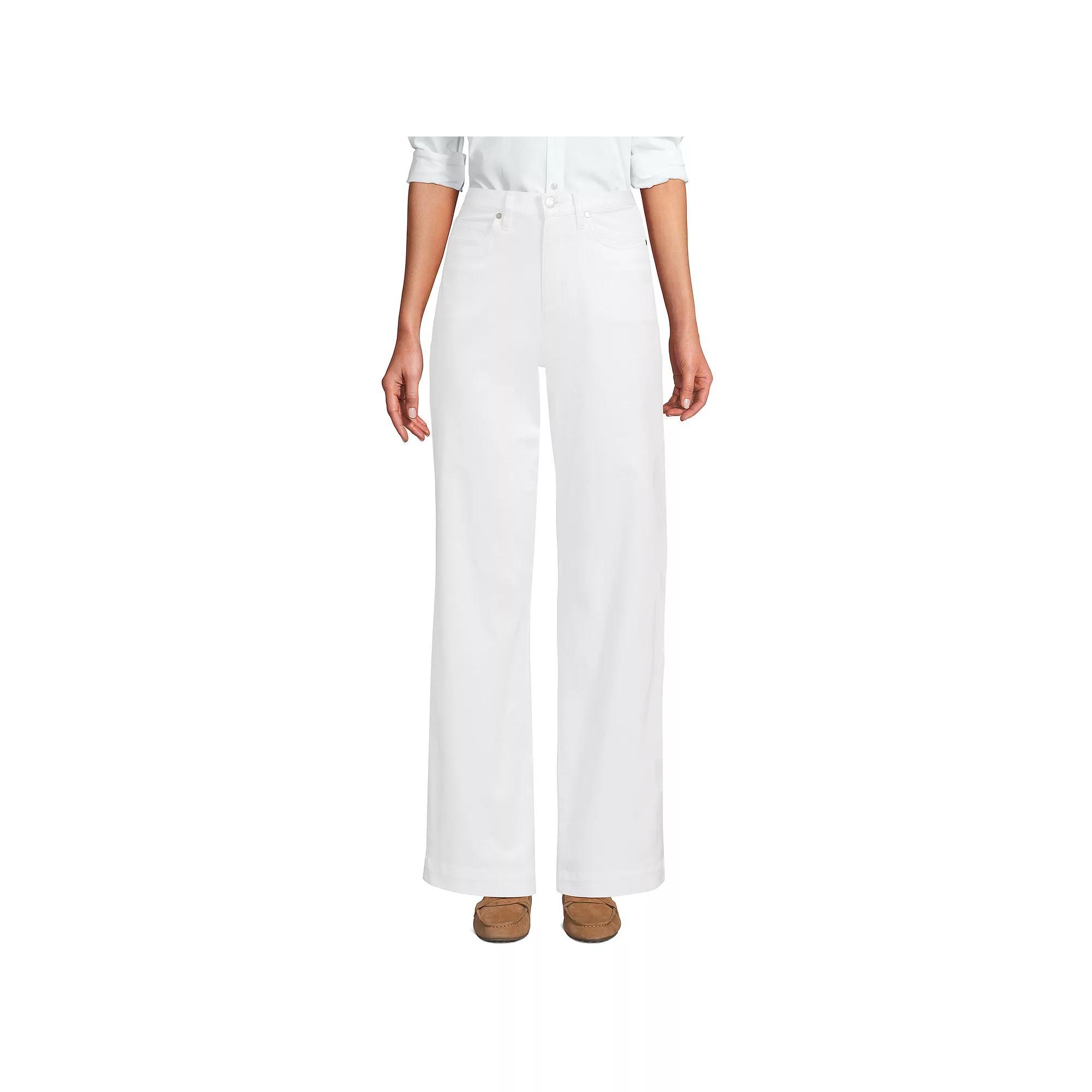 Women's Lands End High-Rise Wide Leg Chino Pants, Size: 14, White Product Image