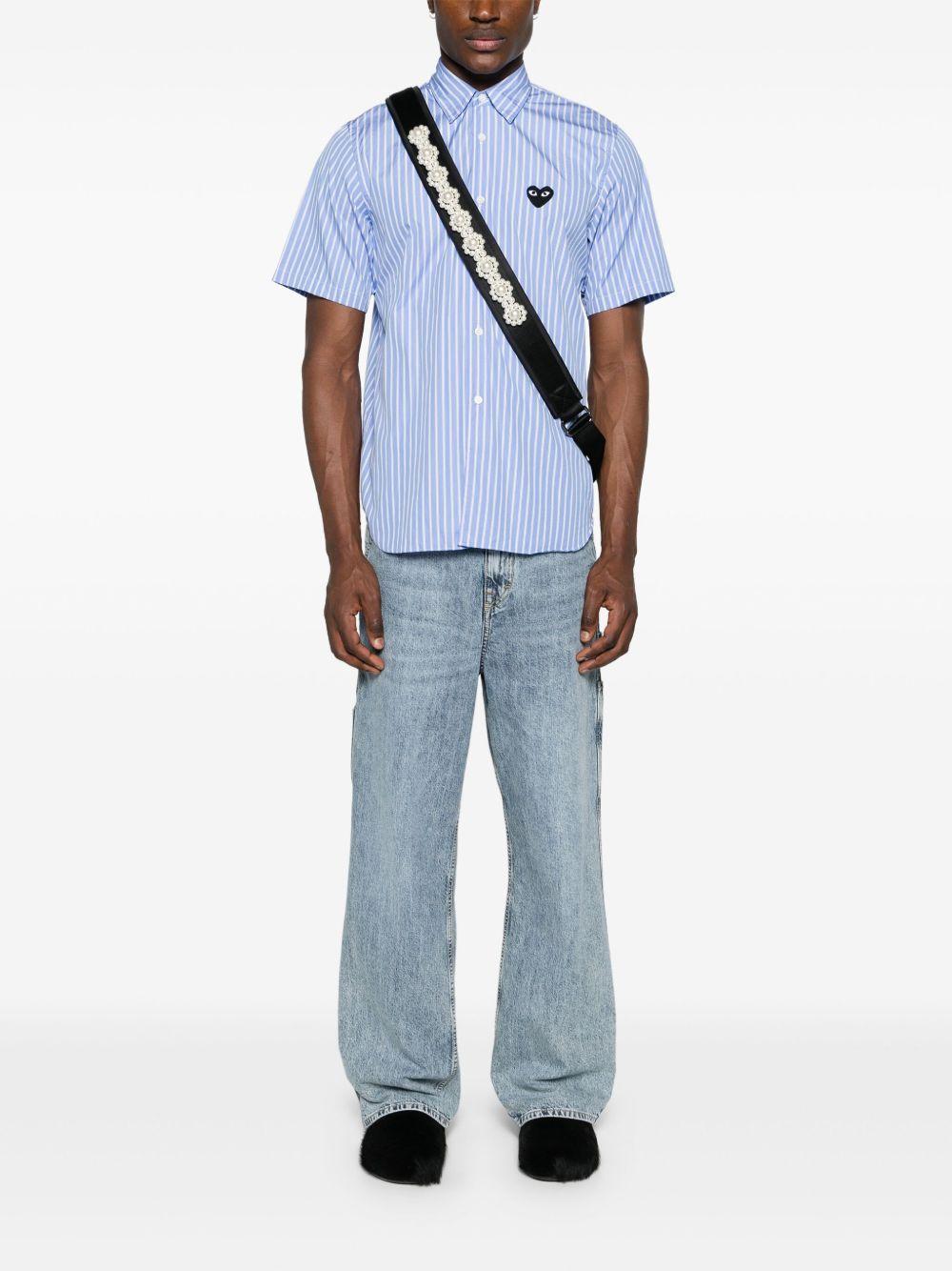 Heart-patch striped shirt Product Image