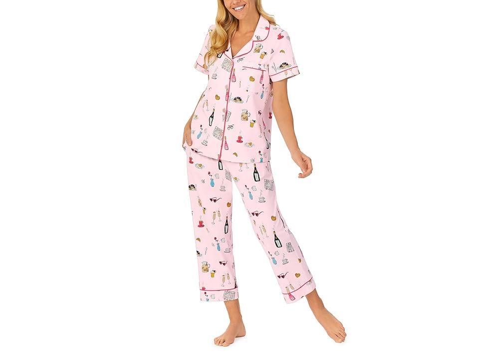 Womens Lets Do Brunch Crop Short-Sleeve Pajama Set Product Image