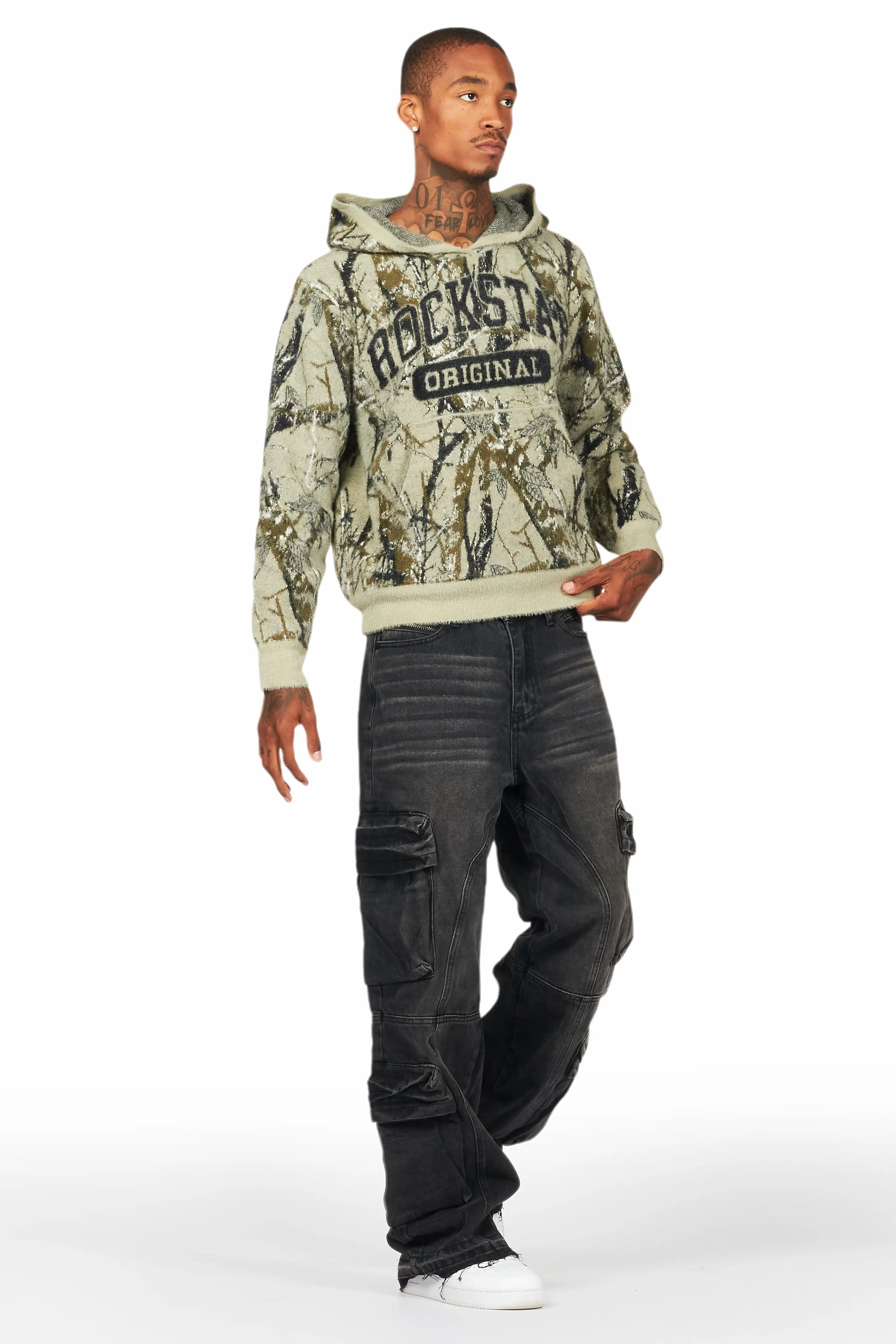 Damodar Tree Camo Knitted Mohair Hoodie Male Product Image