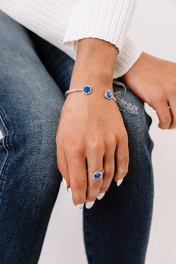 Kendra Scott Davie Silver Cuff Bracelet in Royal Blue Kyocera Opal Product Image