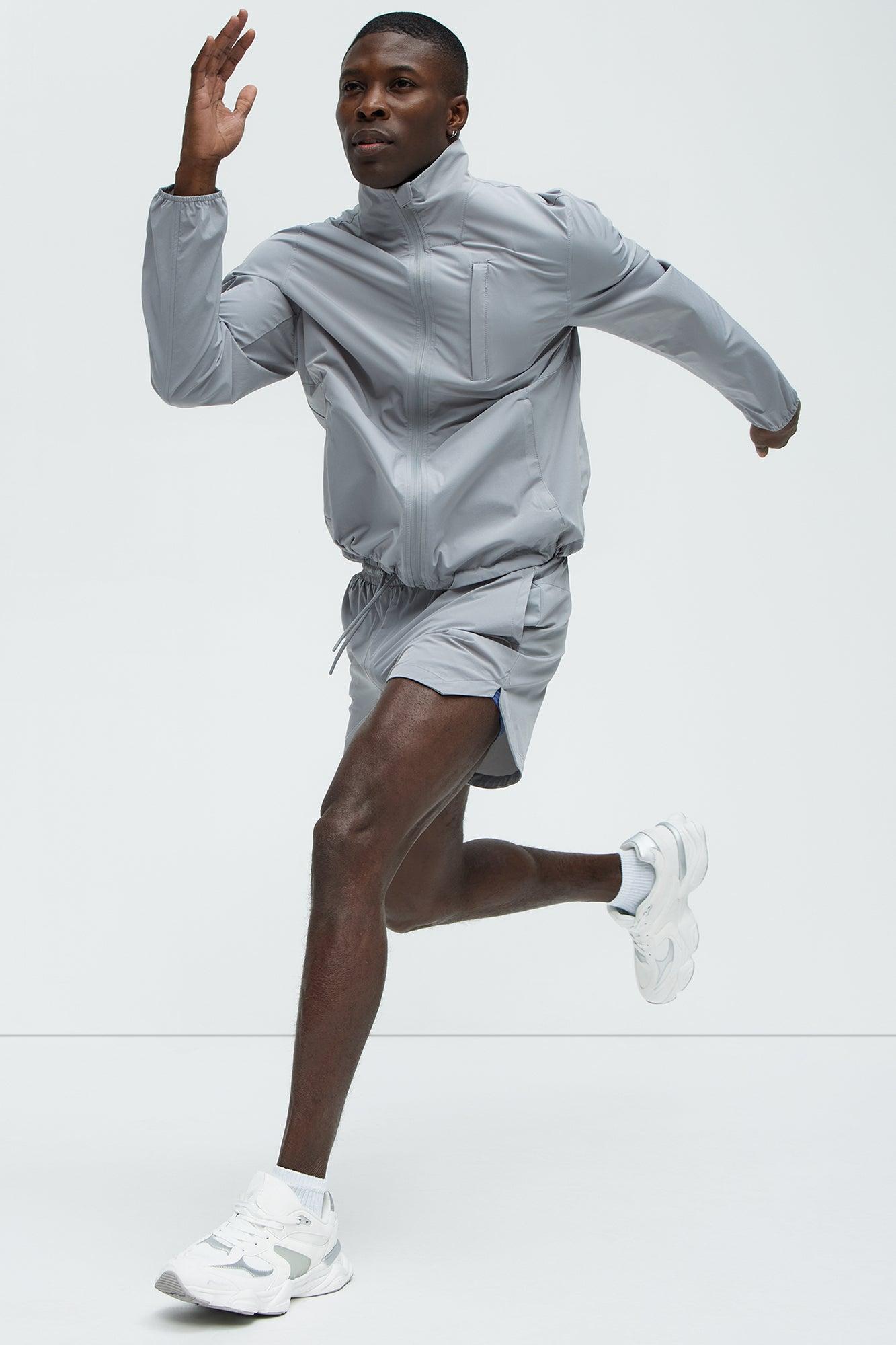 Lightweight Stretch Running Windbreaker Jacket - Grey Product Image