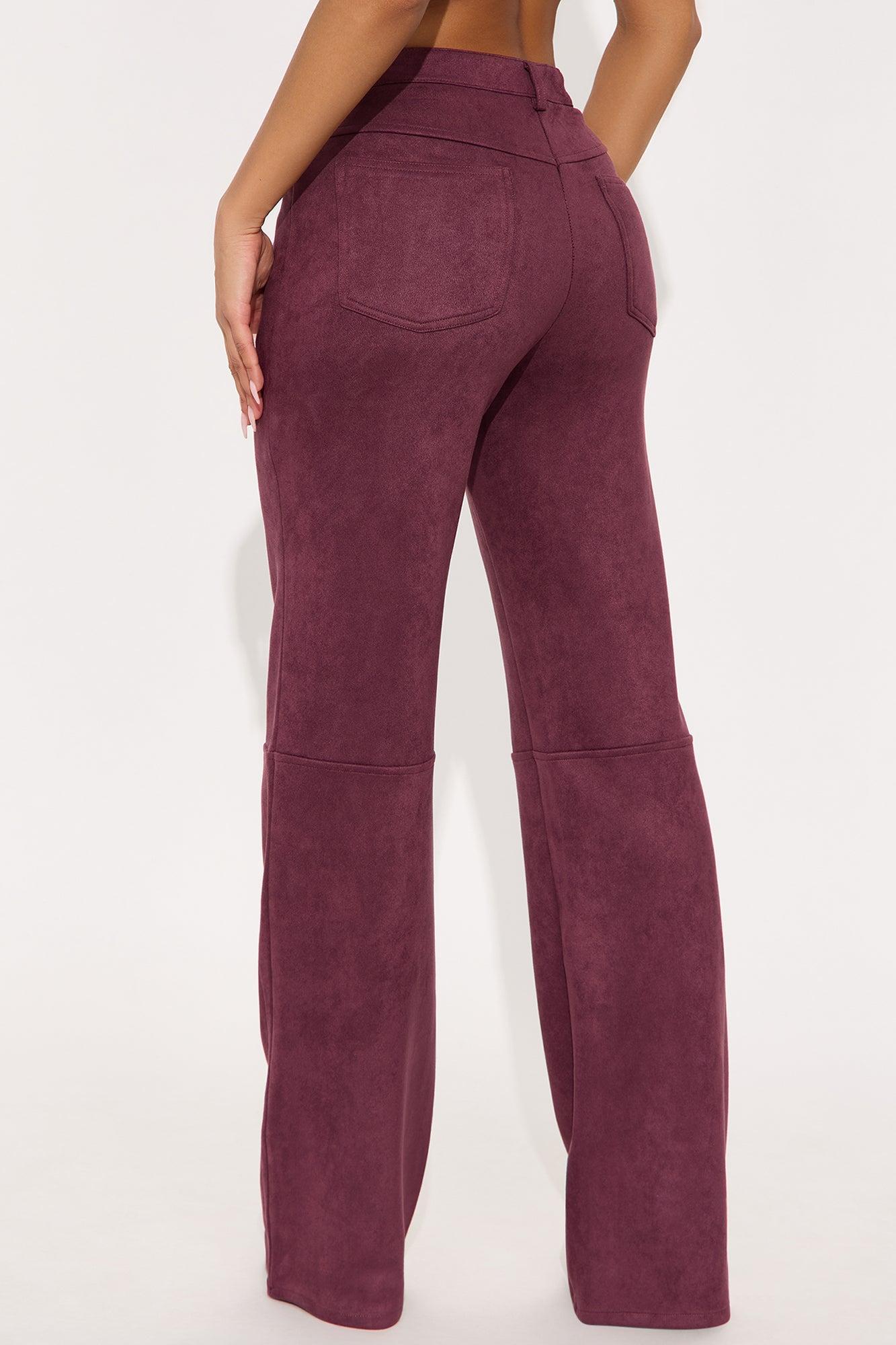 Gianna Faux Suede Wide Leg Pant - Wine Female Product Image