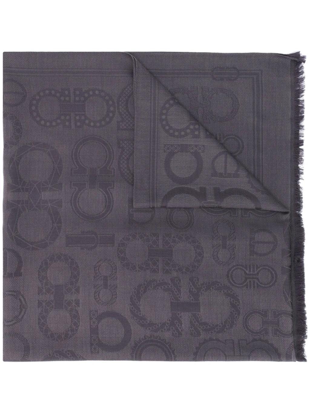 FERRAGAMO Gancini Jacquard Scarf In Blue Product Image