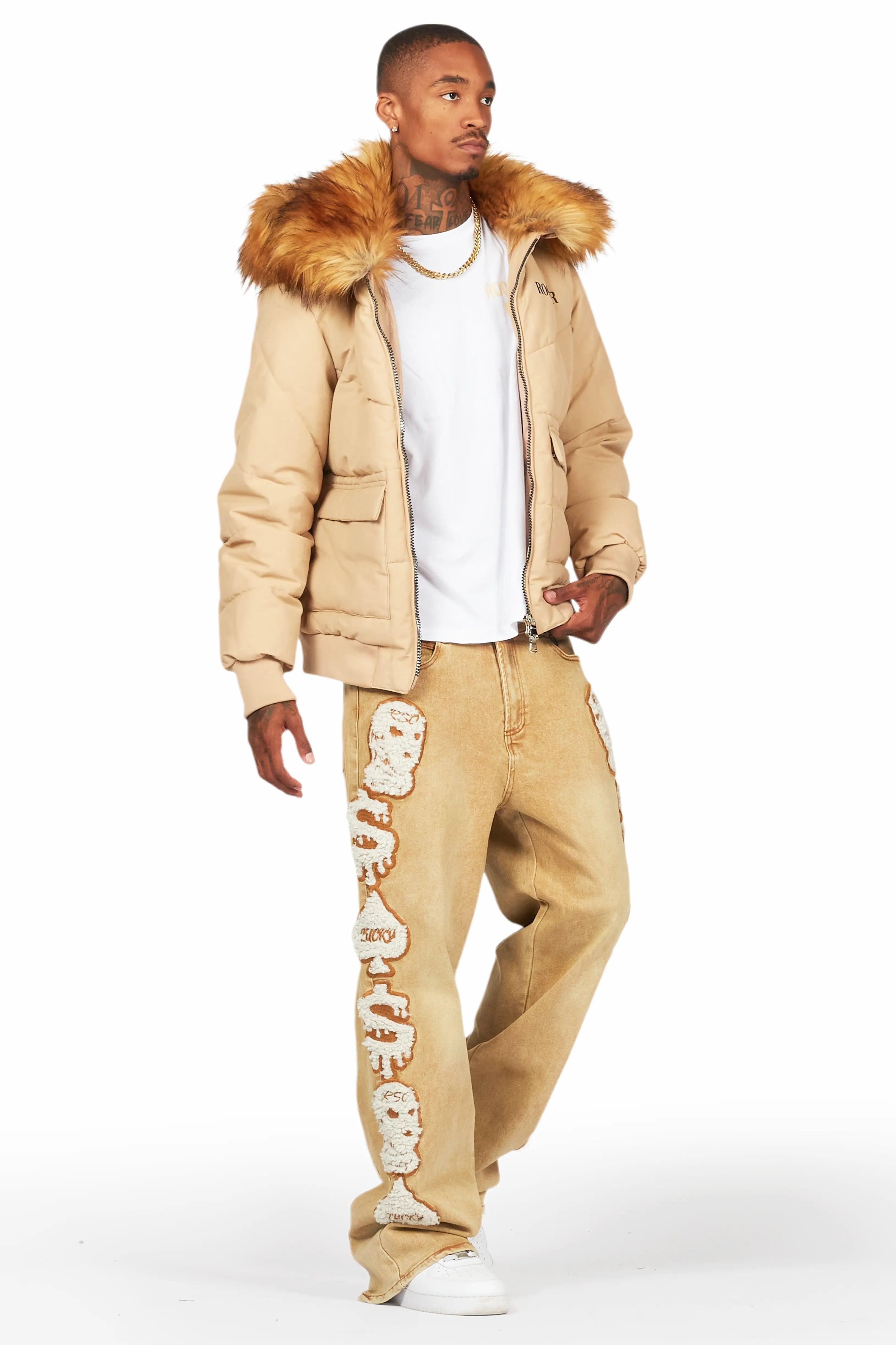 Francis Beige Baggy Fit Jean Male Product Image