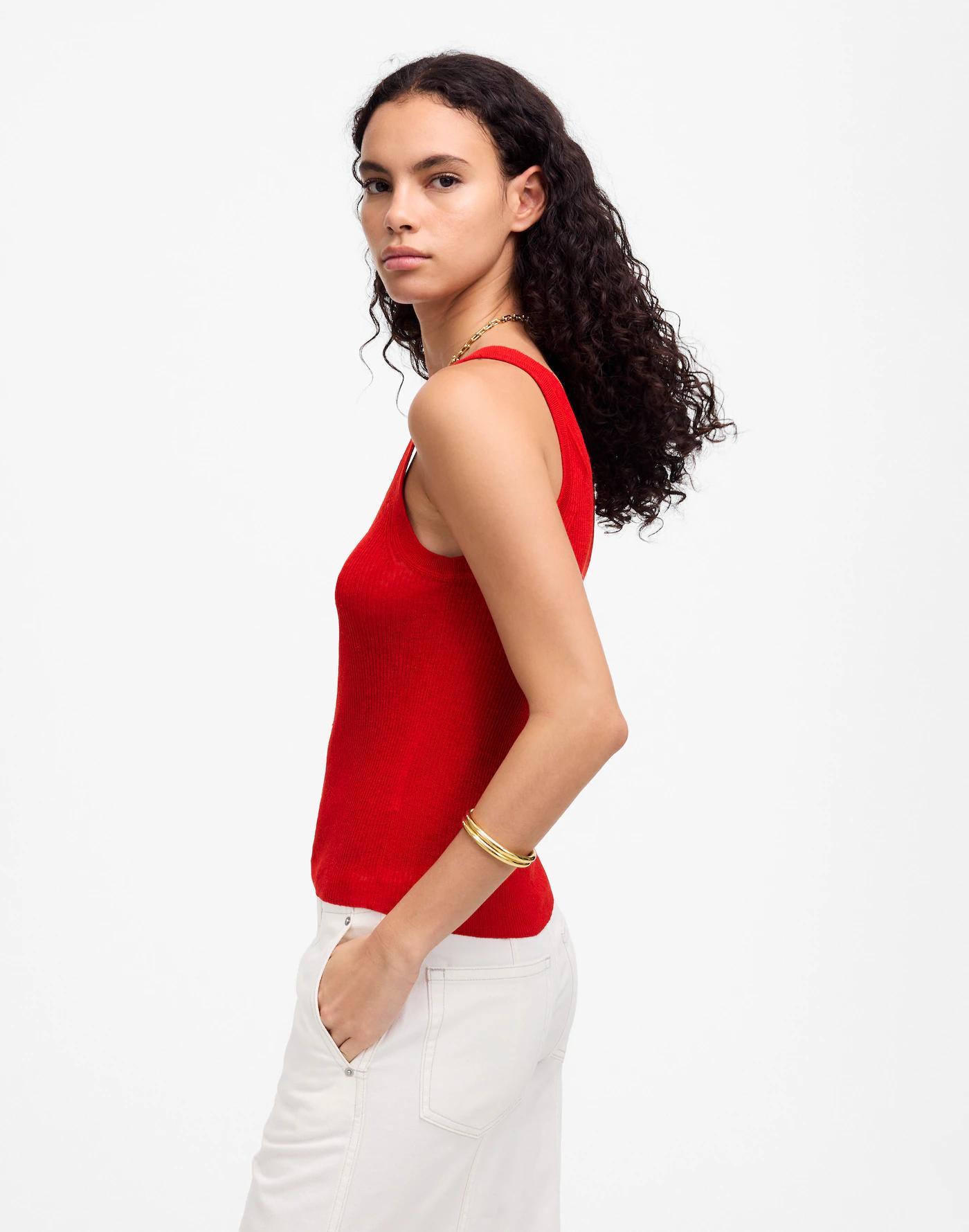 Linen-Blend Scoopneck Sweater Tank Product Image