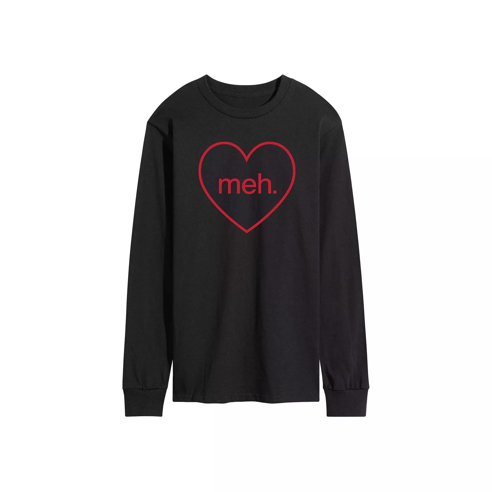 Men's Meh Heart Long Sleeve Tee, Size: Large, Black Product Image