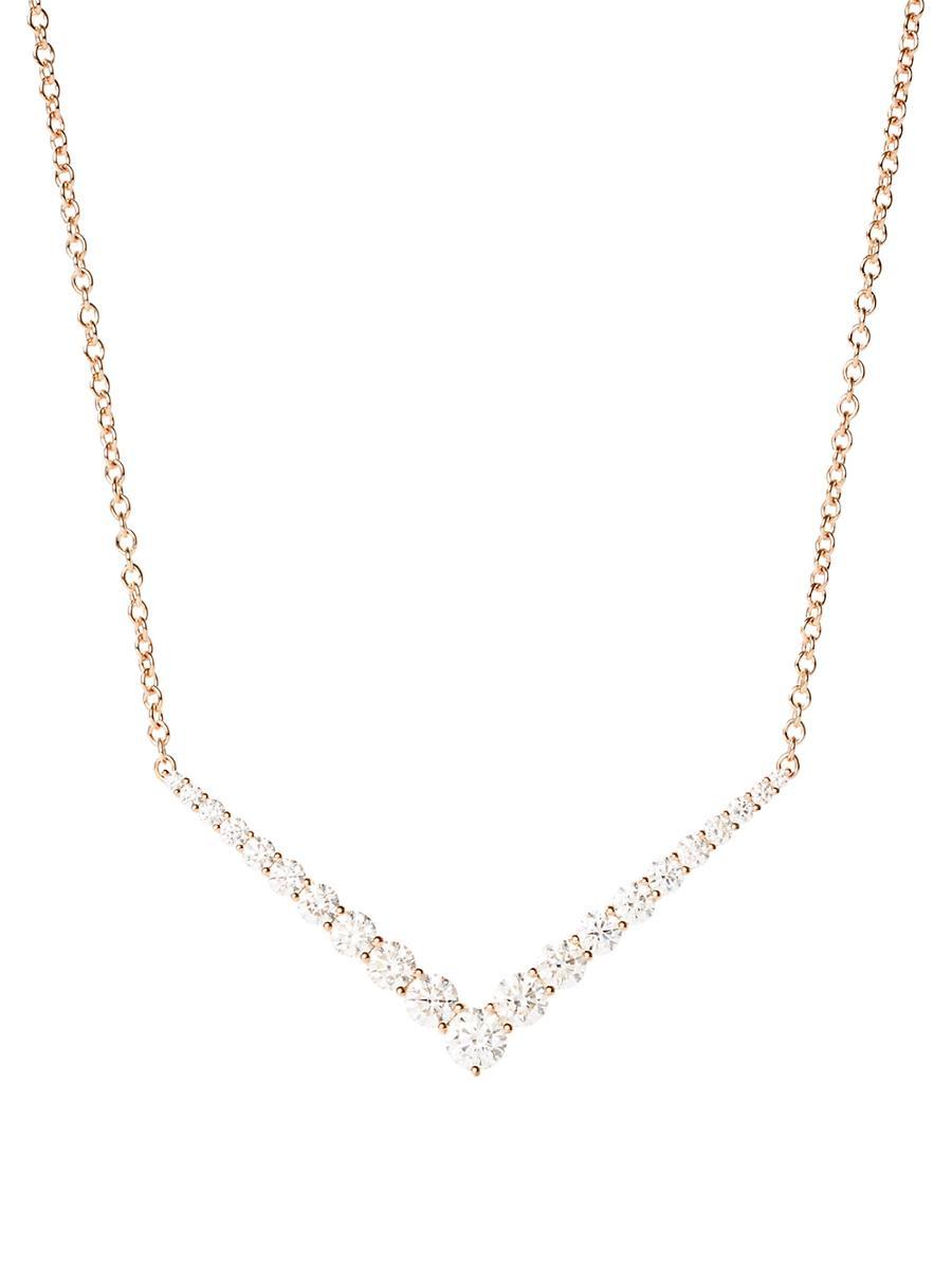 Womens Aria V-Shaped 18K Rose Gold & 1.61 TCW Diamond Necklace Product Image