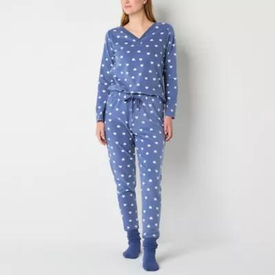 Jaclyn Womens V-Neck Long Sleeve 3-pc. Pant Pajama Set Product Image