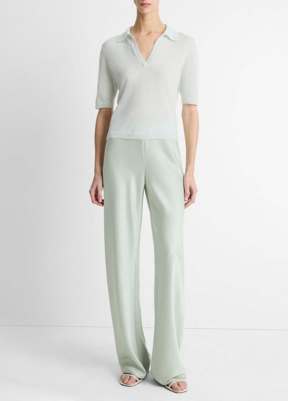 Cashmere-Silk Short-Sleeve Polo Sweater Product Image