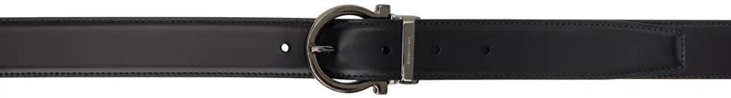 FERRAGAMO Black Pin-buckle Reversible Belt In Nero Blue Marine Product Image