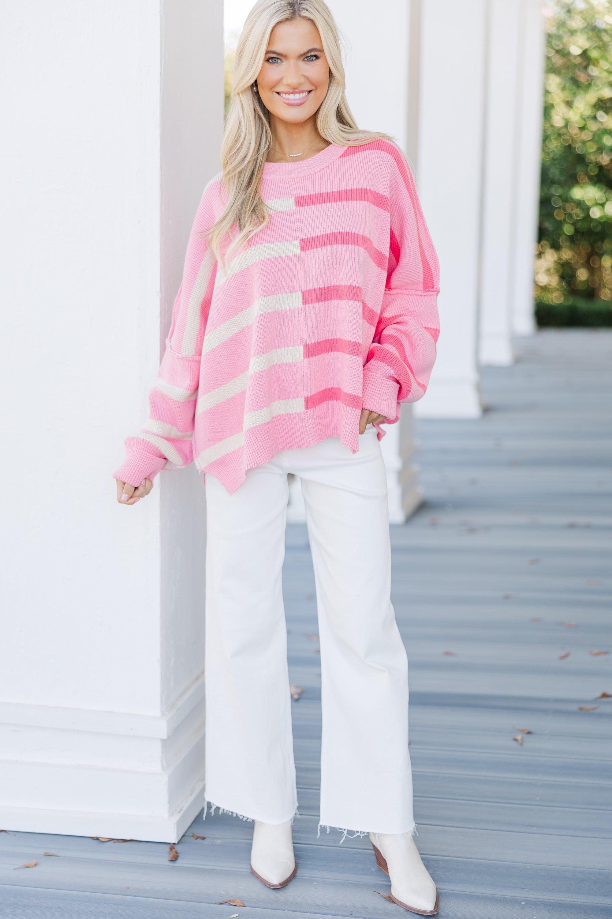 Give You Joy Pink Striped Sweater Female Product Image