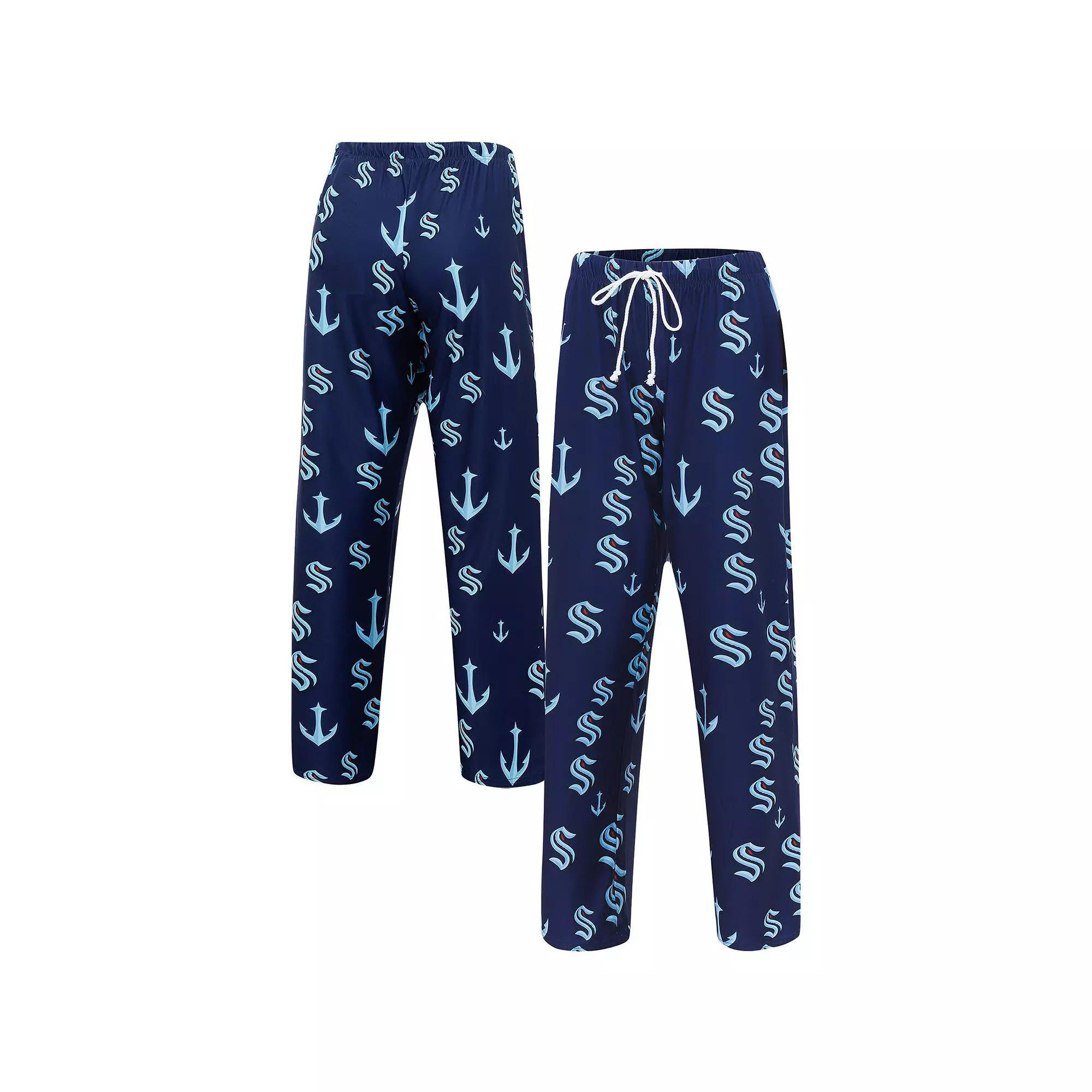 Women's Concepts Sport Deep Sea Blue Seattle Kraken Gauge Allover Print Knit Sleep Pants,  Product Image