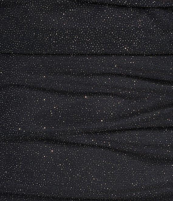 Pear Culture Long Sleeve Square Neck Glitter Power Mesh Sash Dress Product Image