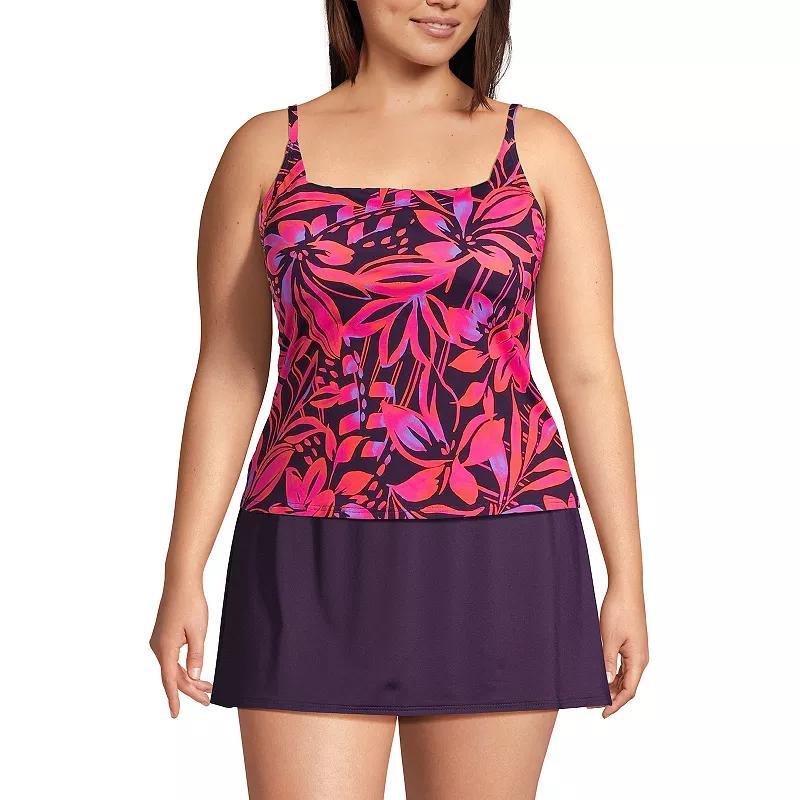 Plus Size Lands End Chlorine Resistant Square Neck Tankini Swimsuit Top, Womens Product Image