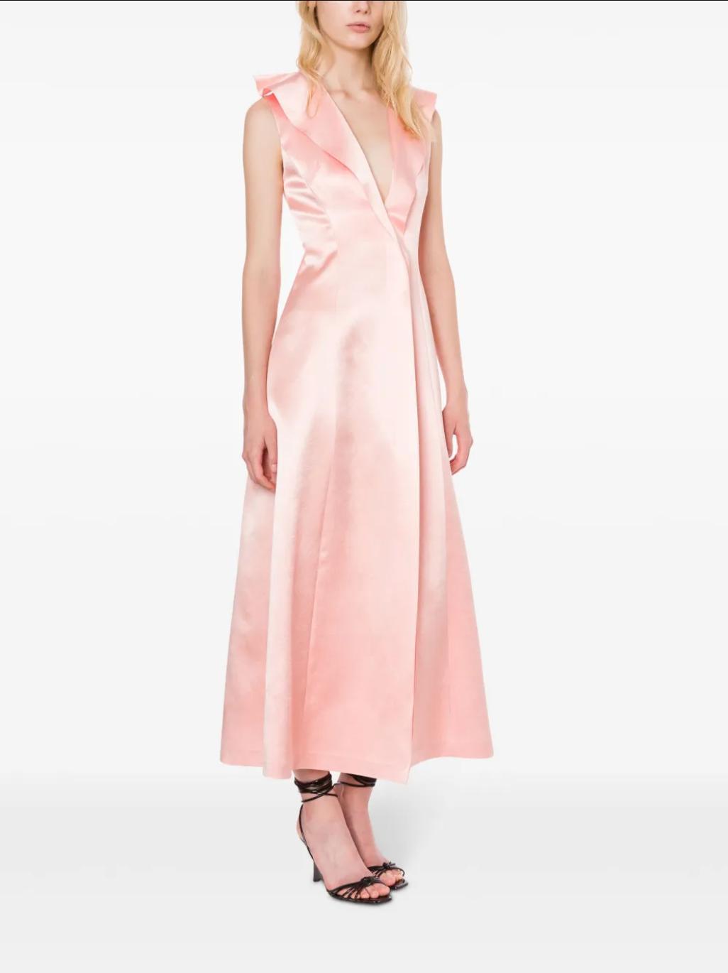 Philosophy di Lorenzo Serafini Pink Duchese Silk Dress Product Image