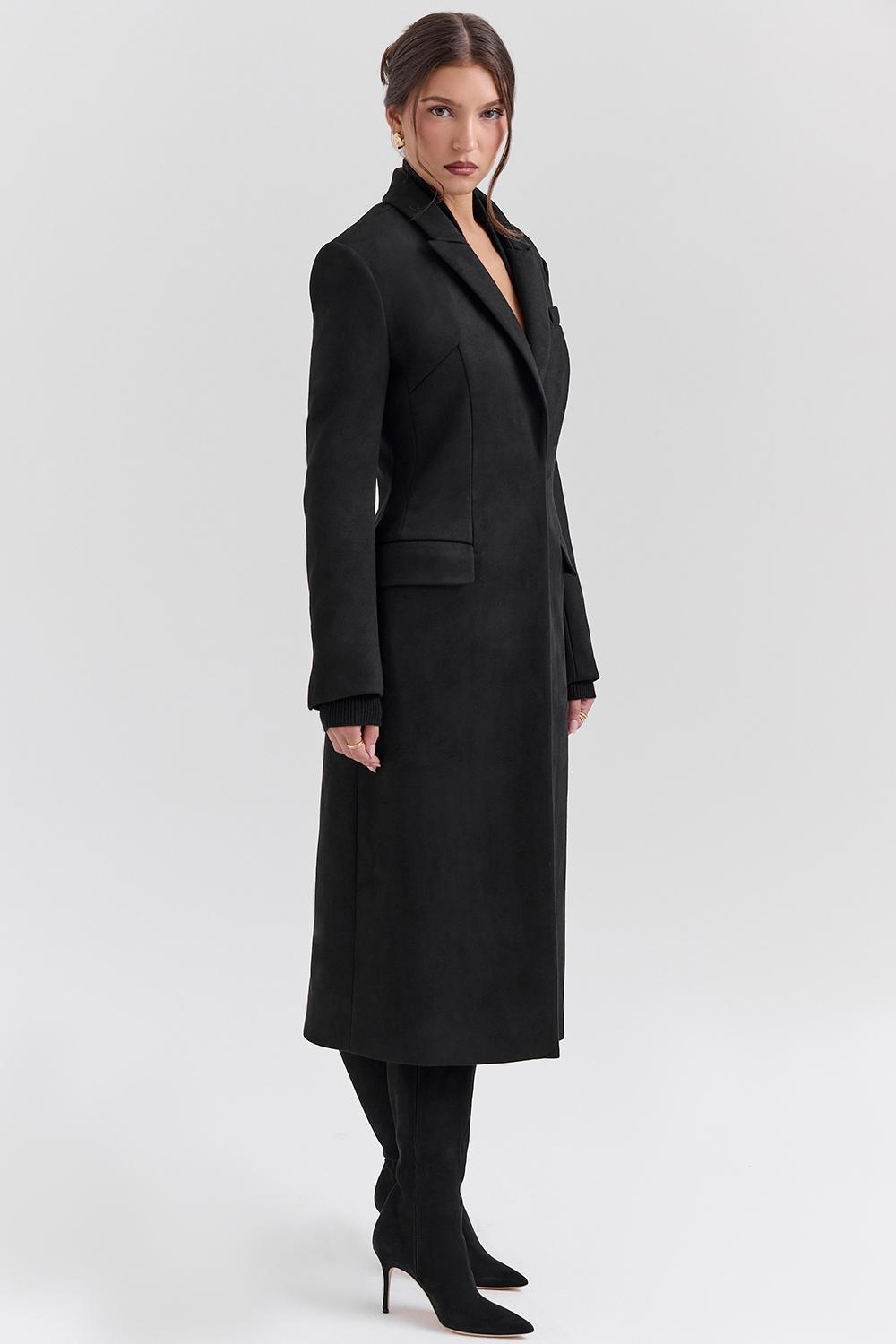 Remi  black single breasted long coat Product Image