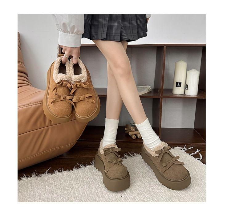 Bow Fleece Panel Platform Loafers Product Image