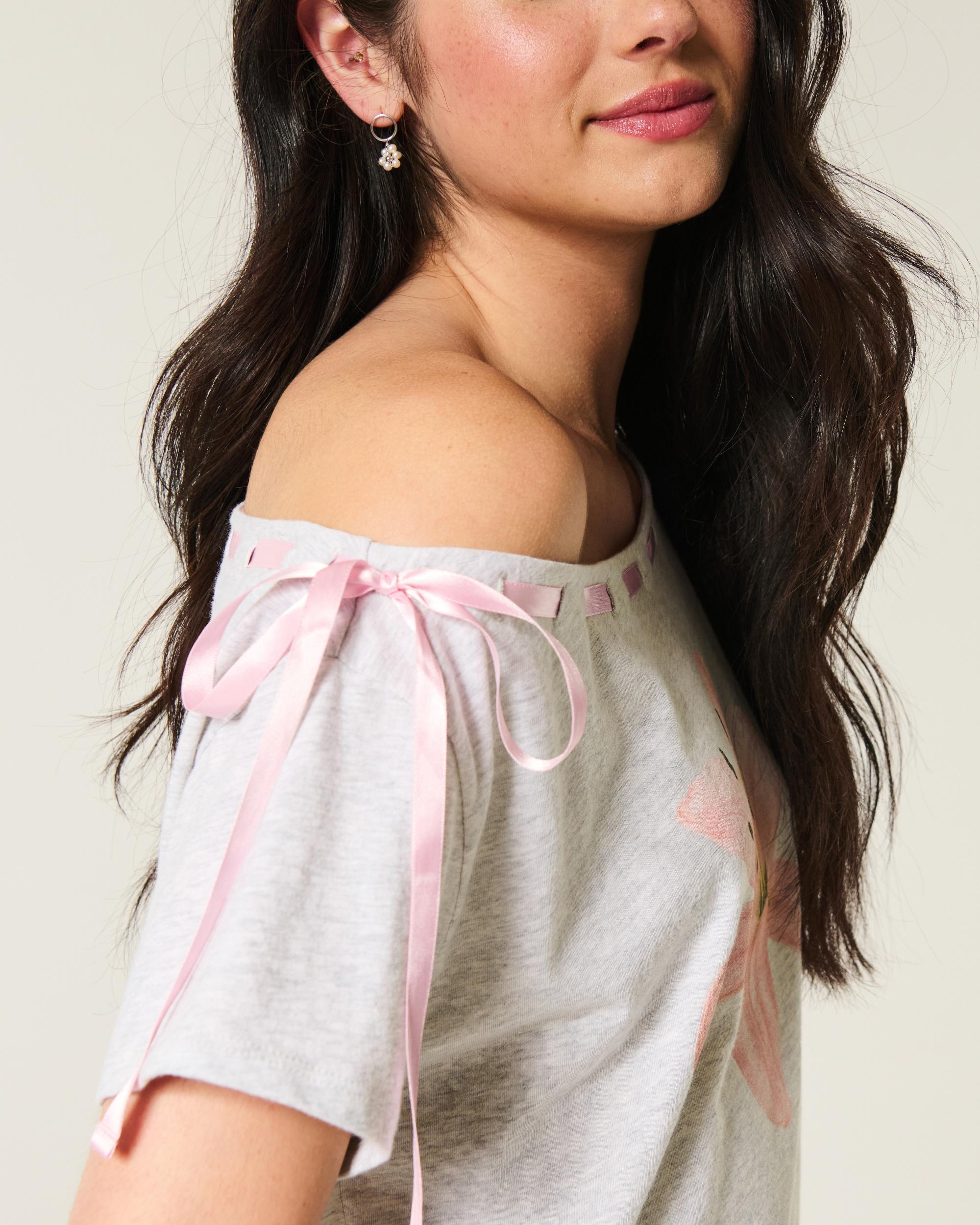 Easy Off-the-Shoulder Tie T-Shirt Product Image