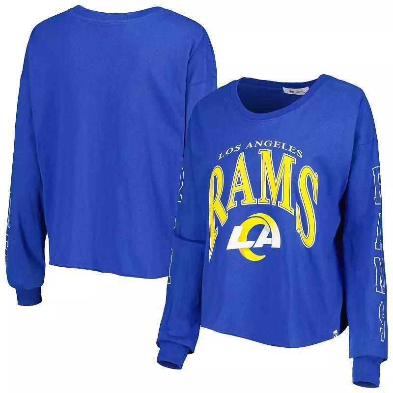 Women's '47 Royal Los Angeles Rams Skyler Parkway Cropped Long Sleeve T-Shirt, Size: XL, Blue Product Image