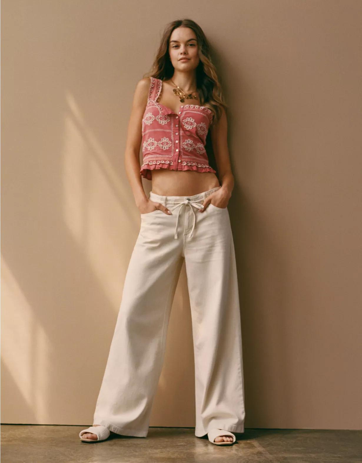 AE Dreamy Drape Stretch Low-Rise Ultra Wide-Leg Pant Product Image