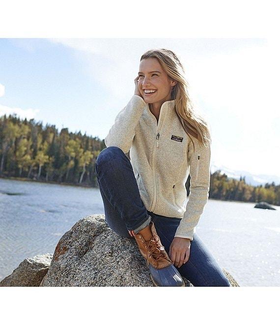 L.L.Bean Fleece Knit Stand Collar Long Sleeve Full Zip Sweater Jacket Product Image