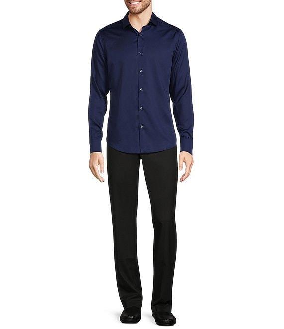Murano Wardrobe Essentials Slim Fit Solid Sateen Long Sleeve Woven Shirt Product Image