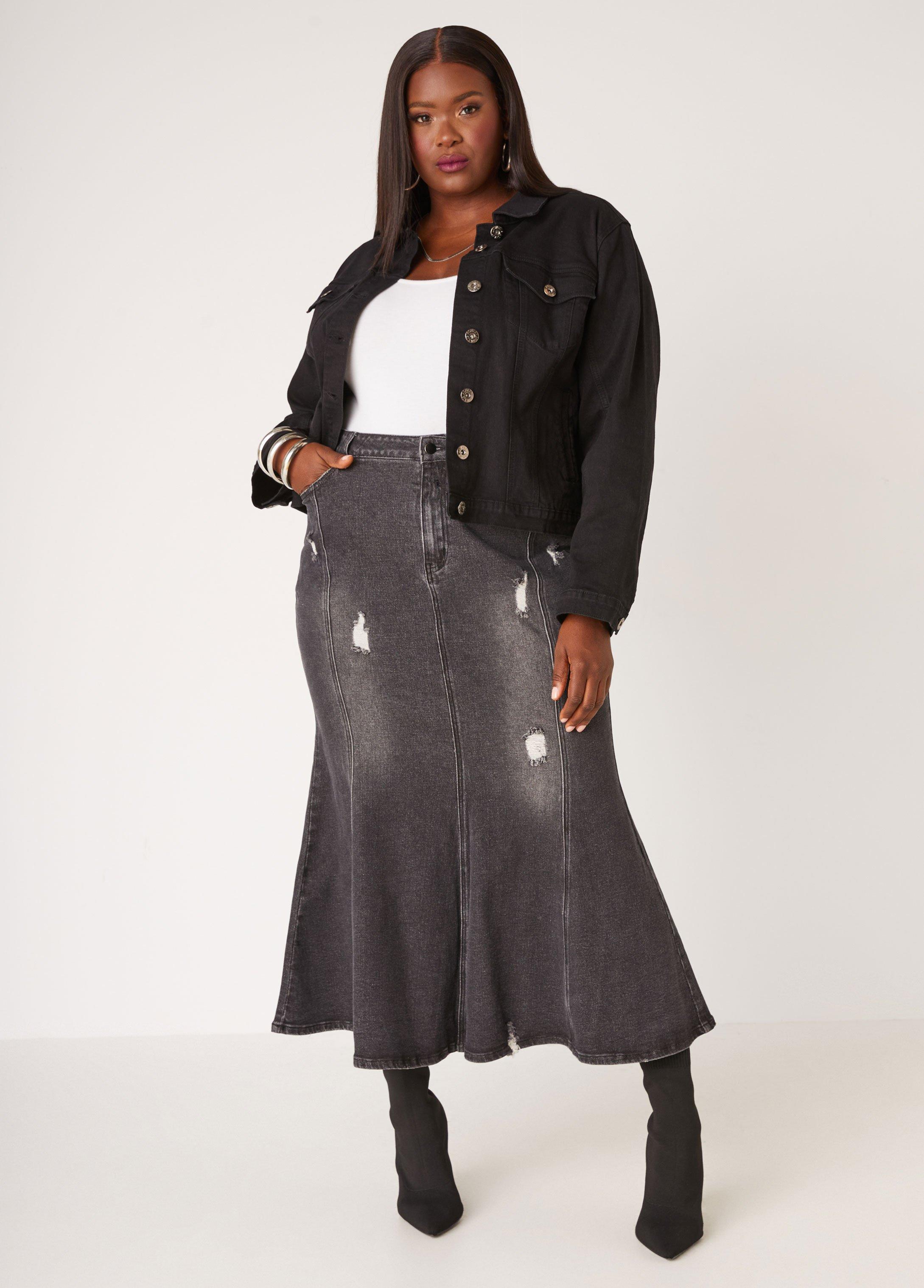 Plus Size Boxy Fit Denim Jacket Ashley Stewart Product Image