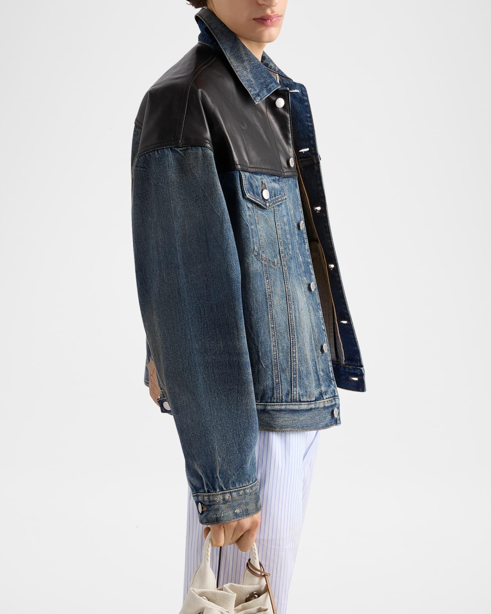 Men's Denim and Leather Jacket Product Image