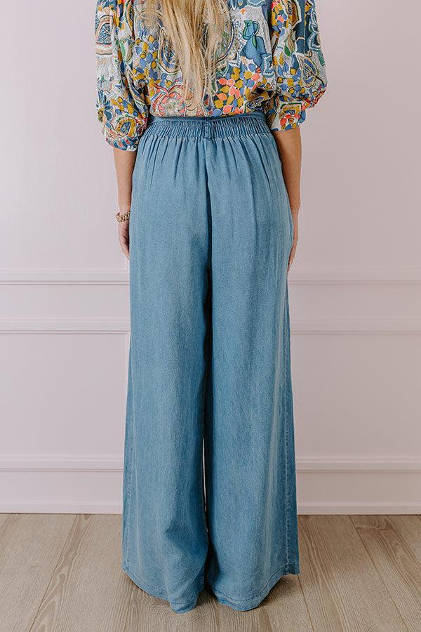 The Serena High Waist Chambray Pants in Medium Wash Product Image