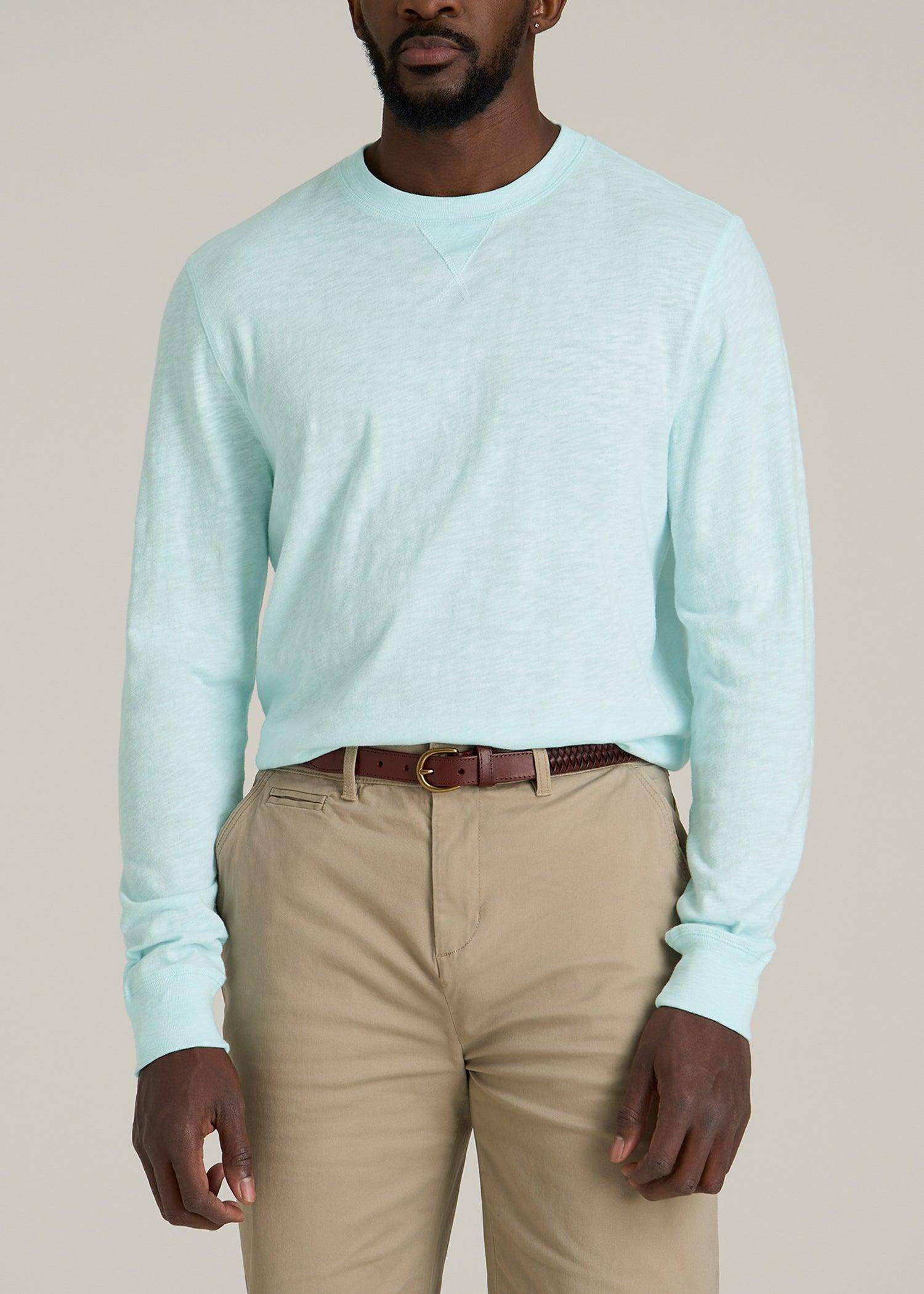 Sunwashed Slub Crewneck for Tall Men in Saltwater Male Product Image