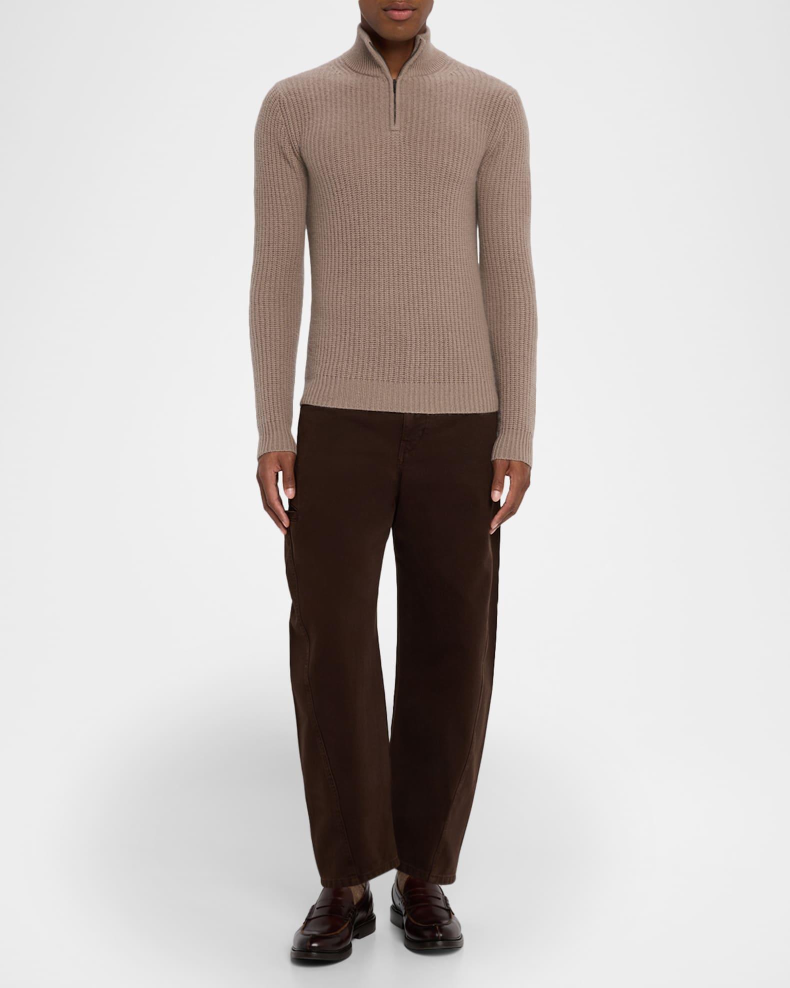 Men's Ribbed Cashmere Quarter-Zip Pullover Product Image
