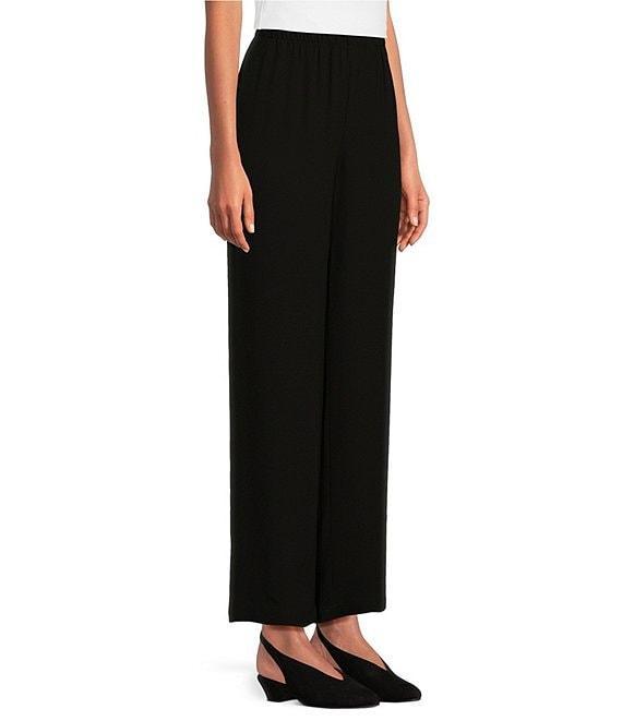 Eileen Fisher Silk Georgette Crepe Elastic Waist Pants Product Image