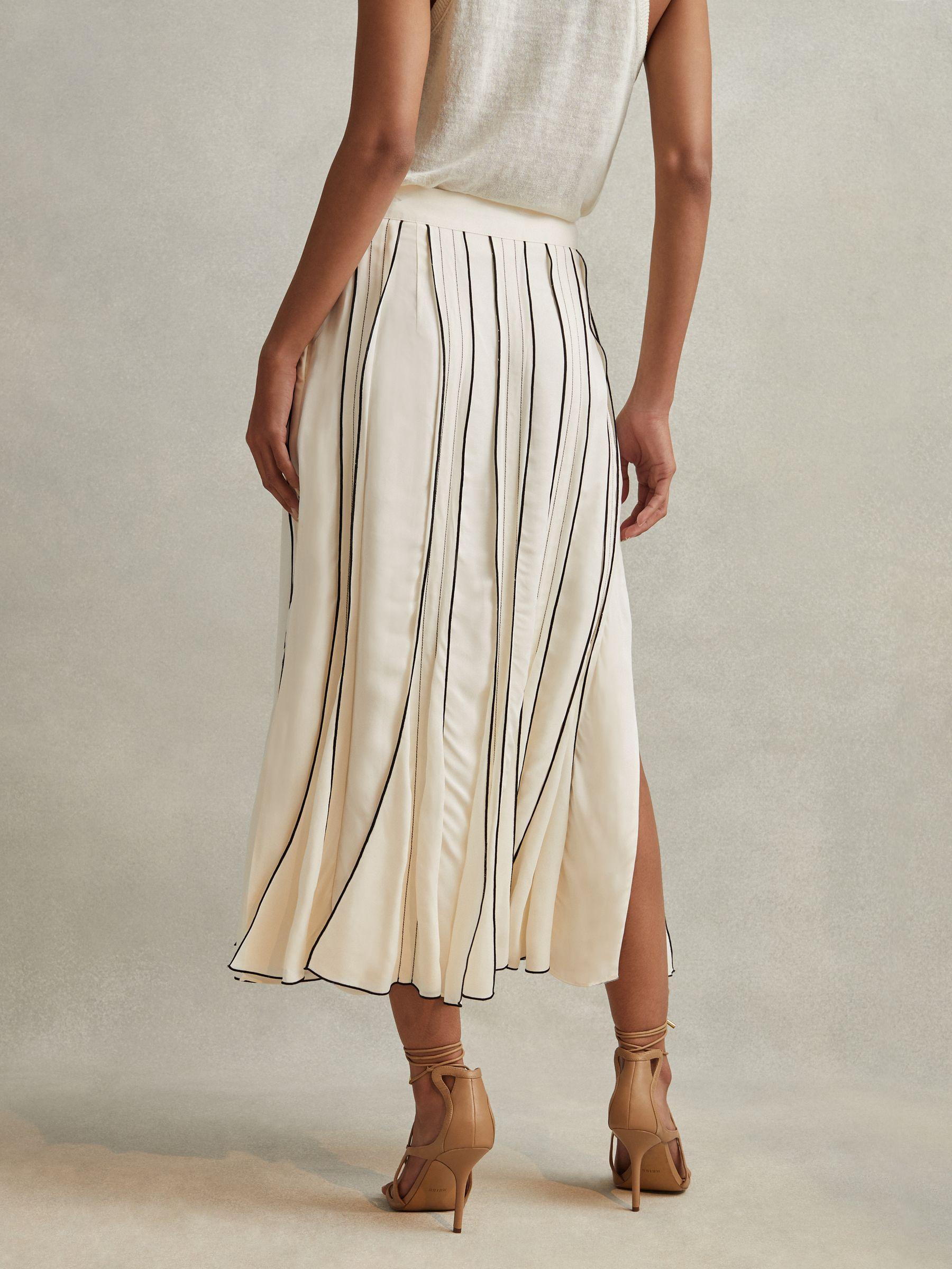 Contrast Ruffle Midi Skirt in Cream Product Image