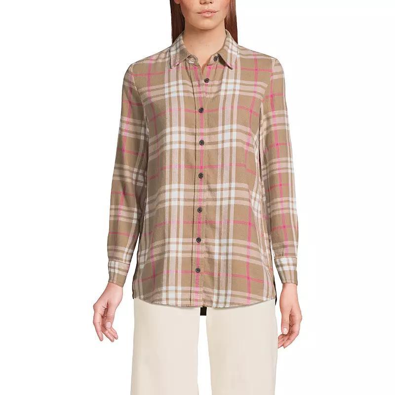 Womens Lands End Flannel Boyfriend Shirt Product Image