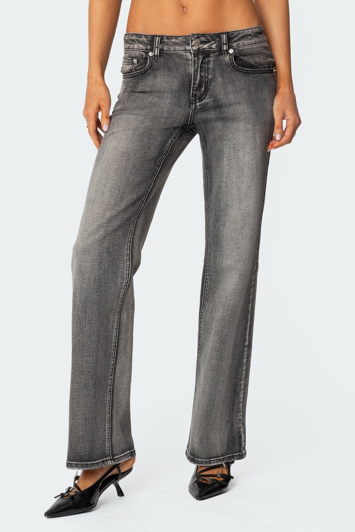 Boot Cut Washed Low Rise Jeans Product Image