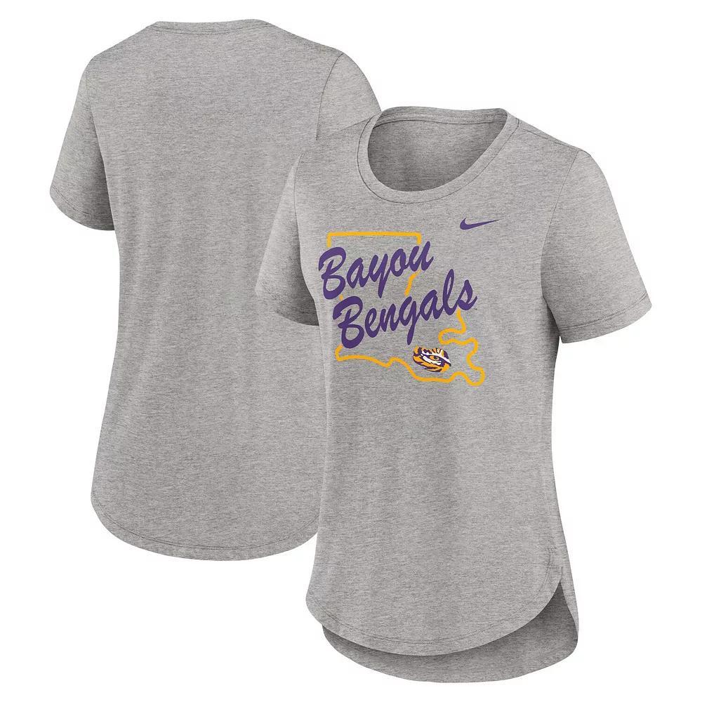 Women's Nike Heather Gray LSU Tigers Local Campus Location Mantra Tri-Blend T-Shirt,  Product Image