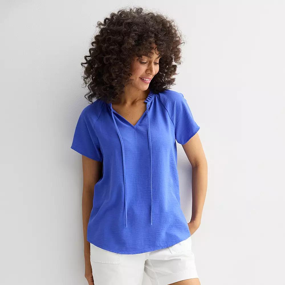 Women's Croft & Barrow® Soft Femme Blouse, Size: XL, Xander Purple Product Image