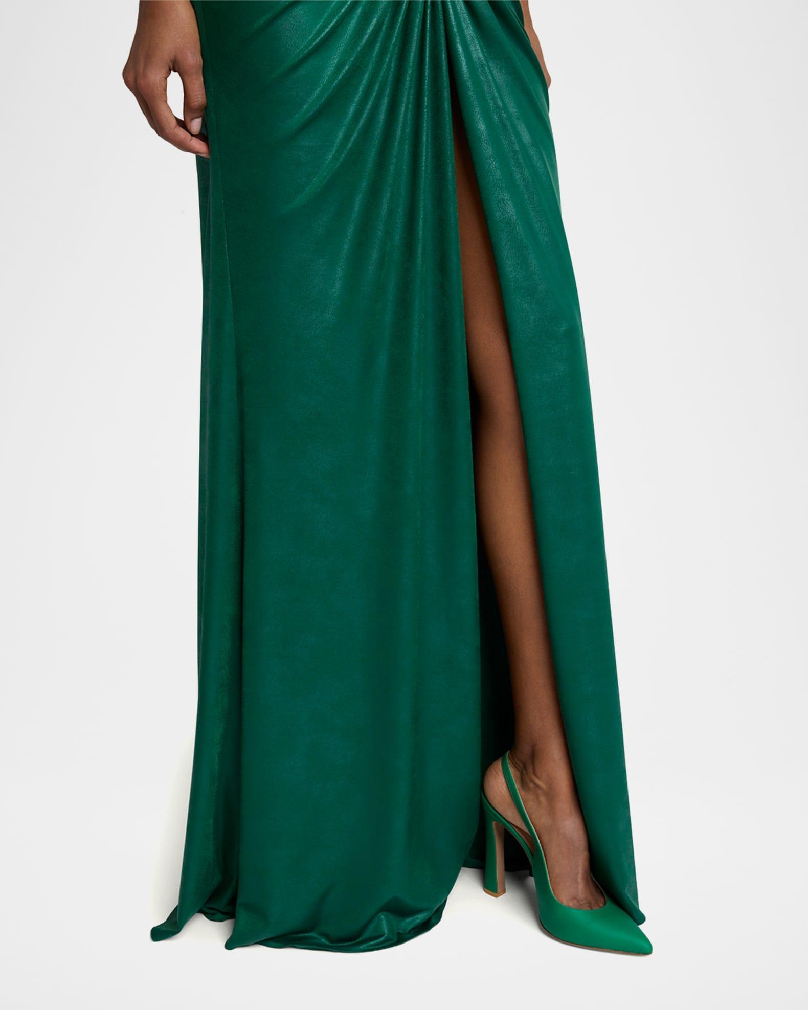 Strapless Ruched Coated Jersey Gown Product Image