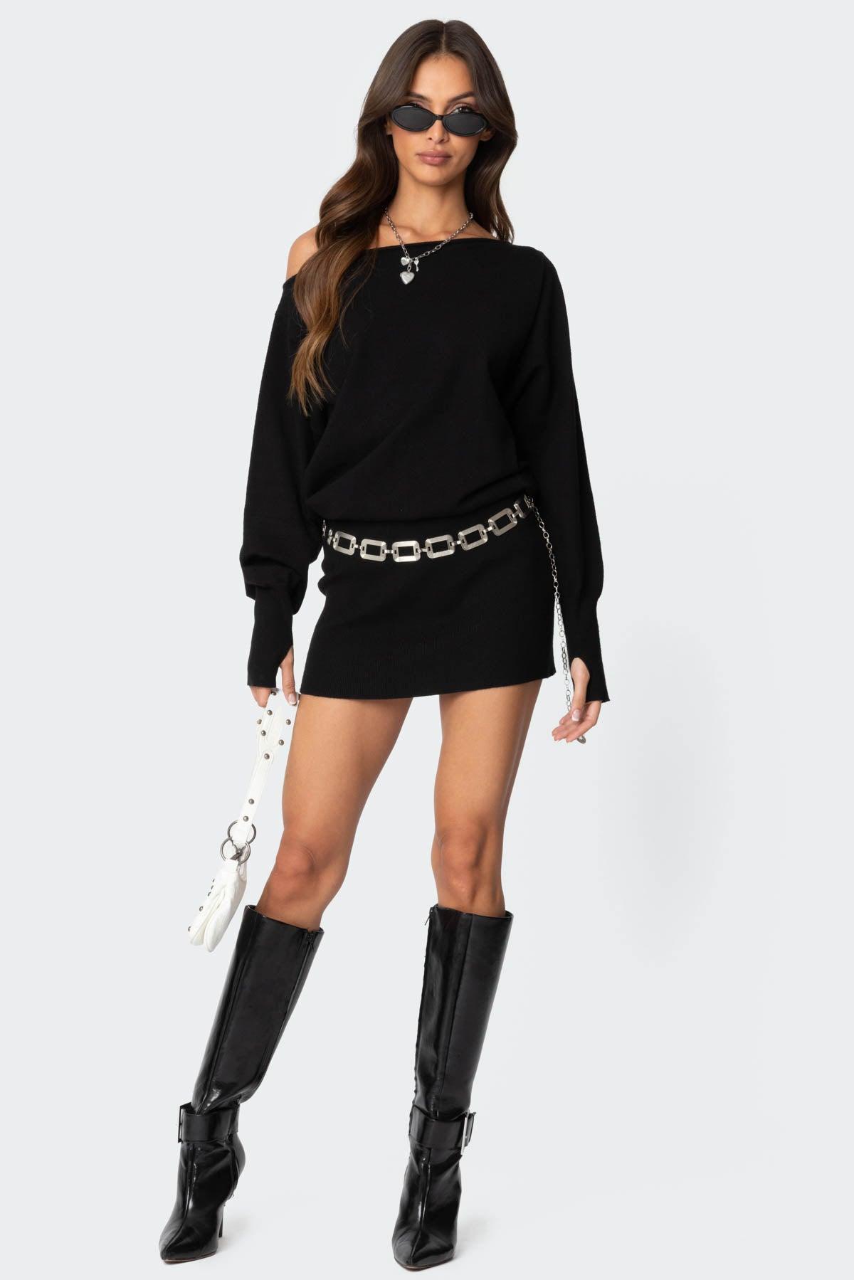 Eve Off Shoulder Knit Mini Dress Product Image