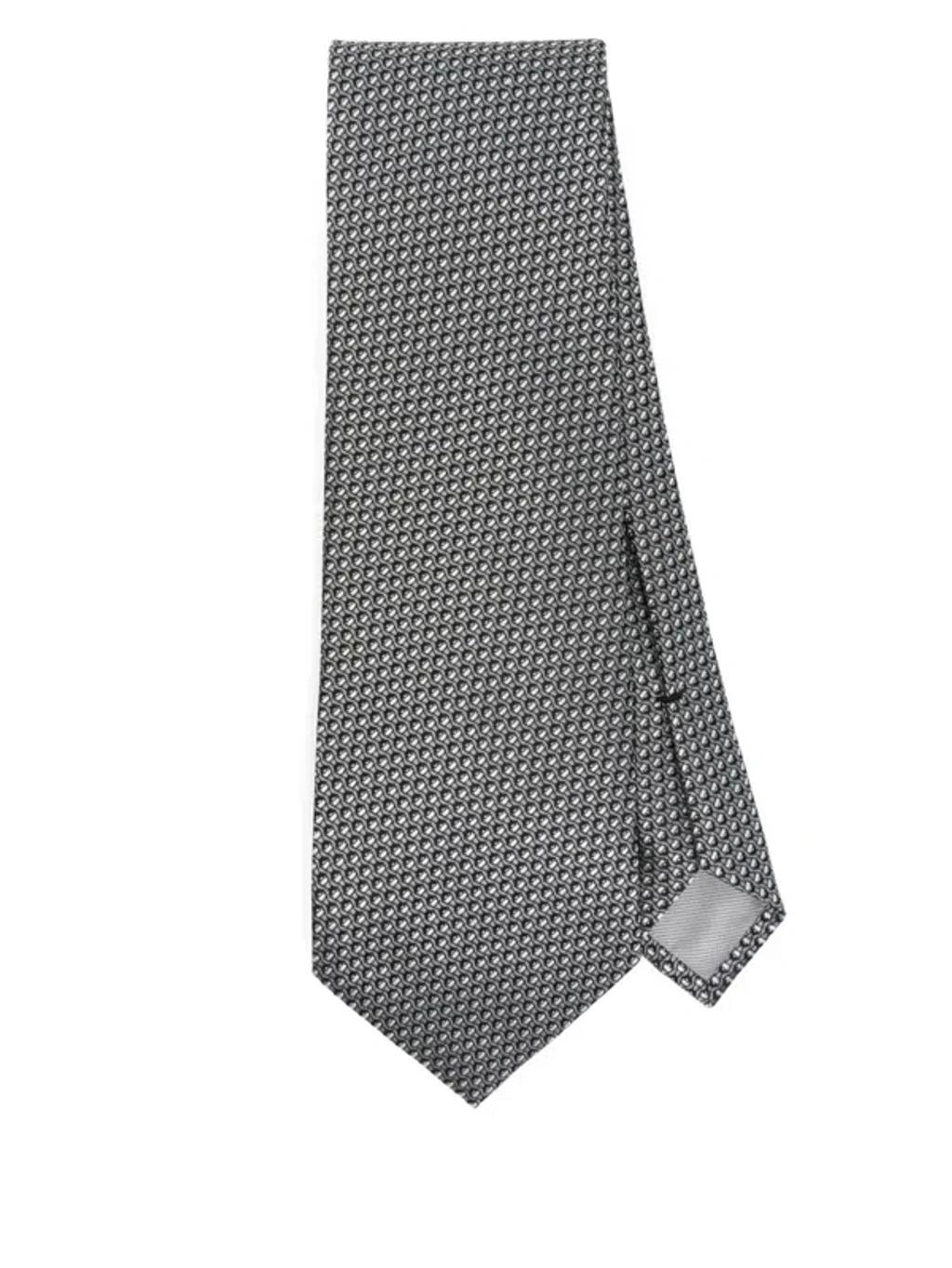 TOM FORD Patterned-jacquard Tie In Gray Product Image