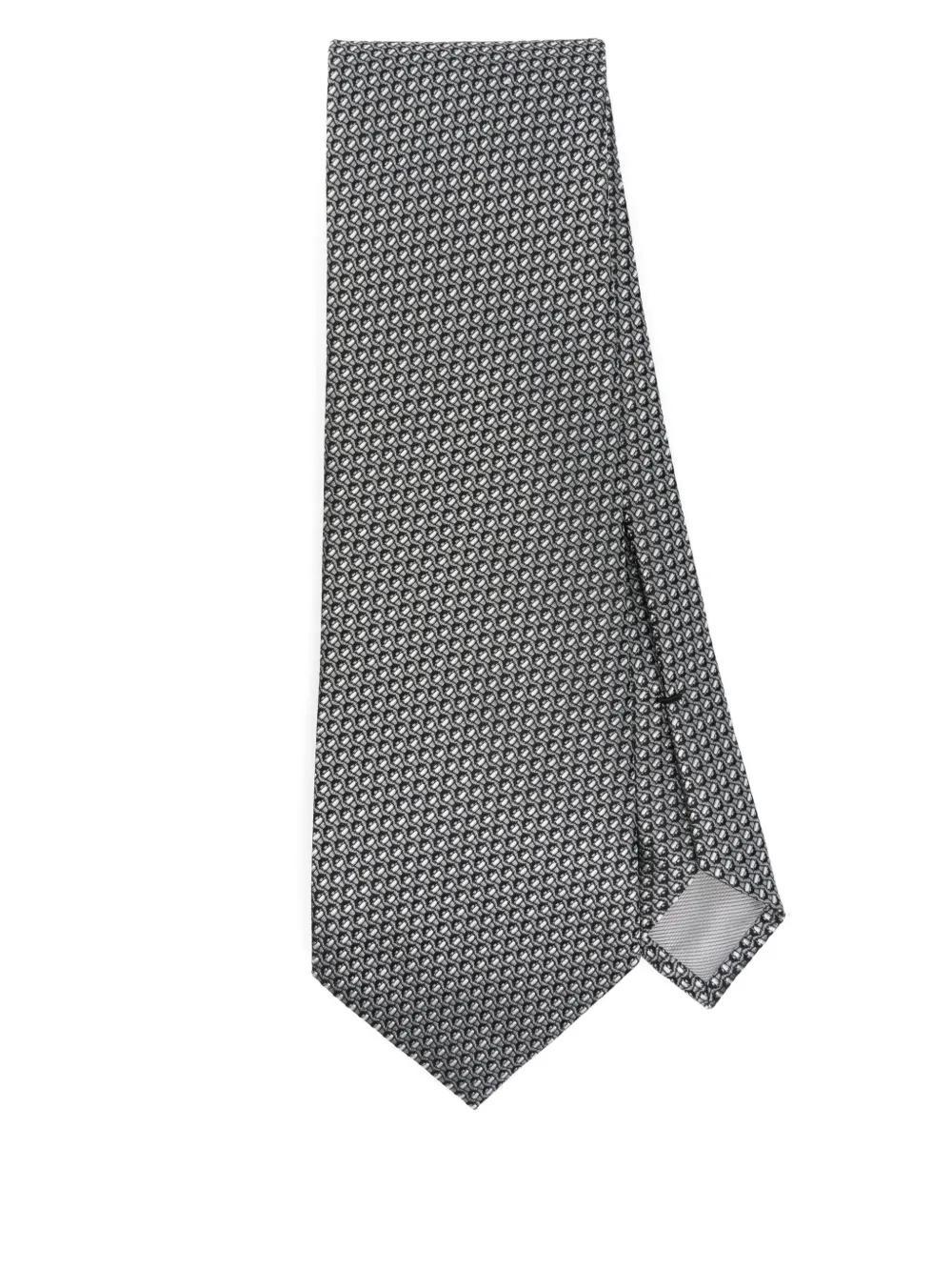 TOM FORD Patterned-jacquard Tie In Gray Product Image