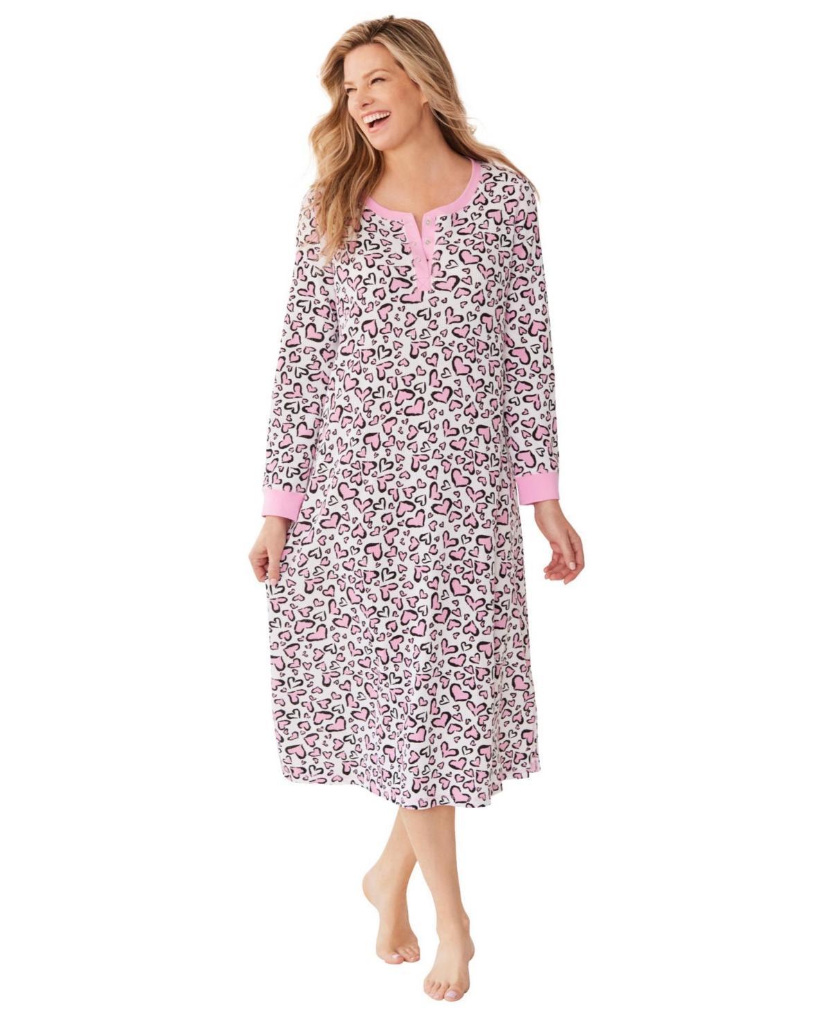 Dreams & Co. Womens Thermal Henley Nightgown Product Image