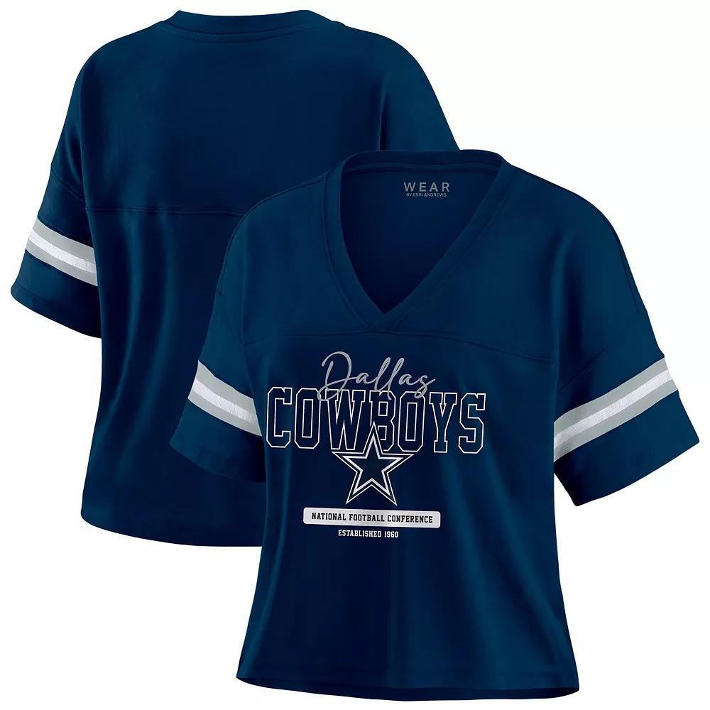 Womens WEAR by Erin Andrews Dallas Cowboys Plus Size Color Block Boxy T-Shirt Blue Product Image