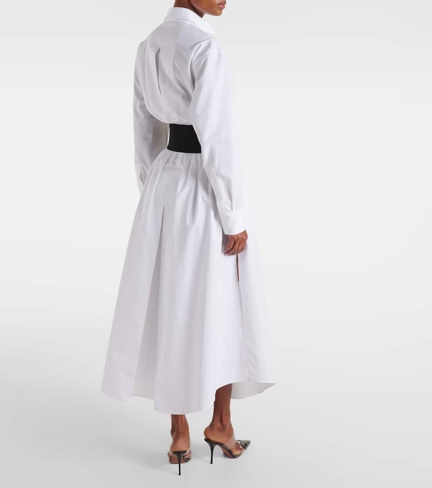 ALAÏA White Cotton Midi Dress With Belt Product Image